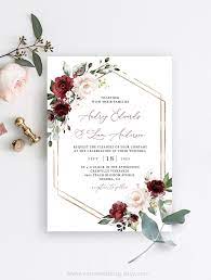 Burgundy Wedding Invitation Set Printable Wedding Invitation Etsy Burgundy Invitations Wedding Invitations Printable Templates Burgundy Wedding Invitations