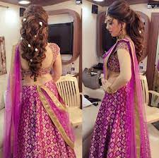 Hansika In Lehenga Indian Bridal Hairstyles Saree Hairstyles Lehenga Hairstyles