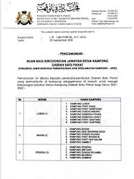 Kajian ini dilakukan bagi memberi alternatif dalam penentuan kawasan yang sesuai untuk dijadikan kawasan perindustrian di daerah batu pahat dengan menggunakan aplikasi geographical information system (gis). Jawatan Kosong Ketua Kampung Batu Pahat Sana Sini Facebook