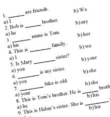 Students are asked to show possession by adding an apostrophe and s after the nouns in simple sentences. Personal And Possessive Pronouns Test