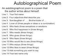 Example Of A Student Autobiographical Poem With Rules Essay Examples Bio Poem Examples Bio Poems