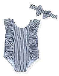 Baby Girl Bikini Striped Beach Swimsuit Ruffles Bathing Suit