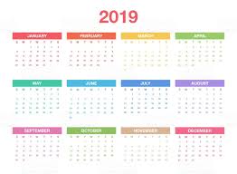 Calendar 2019 Template Colorful Calendar Design For Planner Or Calendar Design Calendar 2019 Template Coloring Calendar
