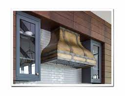 So, painted range hood here we come… this is a more oil rubbed bronze looking pearl effects, so it still has a metallic shimmer, but it also tones down the champagne a bit. Bronze Range Hood Custom Bronze Range Hoods Vogler Metalwork Design
