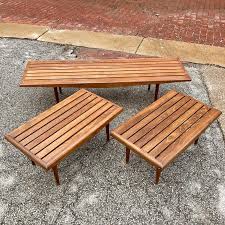 Now enjoy your modern and unique coffee table! Mcm Wood Slat Coffee Side Tables Vintage Midcentury Occasional Tables Sweet Modern Akron Oh