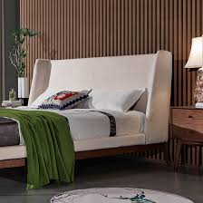 The base is made from solid fir wood in a natural driftwood finish, and features four pilaster legs and a slatted bottom shelf where you can keep baskets of towels. China Fashion Bed Room Furniture Usa Ash Solid Wood Leg Fabric Headboard Bed China Wooden Bed Bedroom Bed