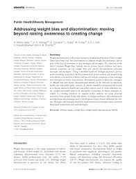 Pdf Addressing Weight Bias And Discrimination Moving Beyond Raising Awareness To Creating Change
