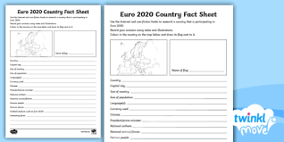 Uefa euro 2020 runs from 11 june to 11 july 2021, with 11 host cities staging the 51 fixtures. Euro 2020 Summer 2021 Country Fact Sheet Twinkl Move Pe