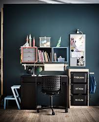 A Child S Workspace With Lots Of Storage In Front Of A Dark Wall Ikea Desk Solutions Desk