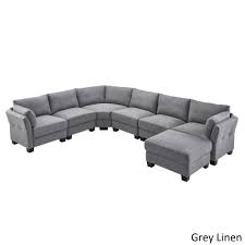 Elize U Shaped 7 Seat Linen Fabric By Inspire Q Bold Sectional Sectional Sofa Couch Sectional Sofa
