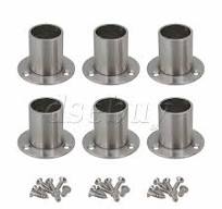 6Pcs Stainless Steel Closet Rod Flange Holder Pipe Hardware For 25mm Rod