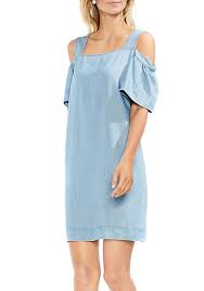 Vince Camuto Ruffled Cold Shoulder Tencel Dress Cold Shoulder Shift Dress Cold Shoulder Dress Casual Dresses For Women