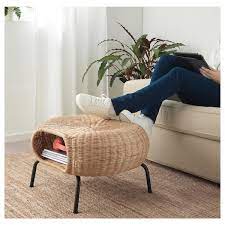 Gamlehult Ottoman With Storage Rattan Anthracite Ikea