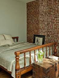 Small Vintage Inspired Bedroom With Wooden Furniture And A Red Brick Statement Wall Brick Wall Bedroom Bedroom Decor Design Vintage Inspired Bedroom