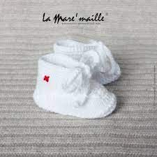 Large de choix de chaussures bébé blanc dans la boutique zalando satisfait ou remboursé paiement sécurisé commandez vite ! Chaussons Bebe Naissance Blancs Facon Basket En Laine Tricotee Main
