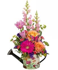 George flowers, sr has been volunteering for six decades, with programs ranging from the american red cross, to keep evansville beautiful, and habitat for. Garden Party Watering Can This Natural Beauty Features Snapdragons Lilies Roses And More It S A Same Day Flower Delivery Flower Delivery Summer Flowers