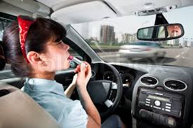 Image result for picture of woman putting on makeup in car