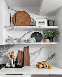 These products help tackle this wasted space and make cabinets 100% more efficient. Marble Kitchen Shelves Design Ideas