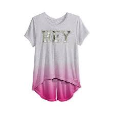 Sean John Girls Dip Dyed Embellished T Shirt Heathergrey S Big Kids 8 20