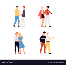 Gay and lesbian couple set - cartoon lgbt people Vector Image