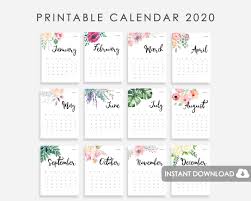 2020 Calendar Printable Desk Calendar 2020 2020 Wall Calendar Watercolor Flowers Calendar 2020 2020 Desk Calendar 2020 In 2020 Calendar Printables Printable Desk Calendar Printable Calendar 2020