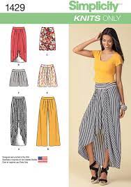 Knit back and forth on needles. Amazon Com Simplicity Knits Only Pattern 1429 Misses Pull On Knit Skirt Pants Shorts Size 6 8 10 12 14 Arts Crafts Sewing