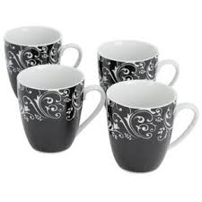 Buy Damask Set Of 4 Mugs Black At Argos Co Uk Your Online Shop For Tea Sets Mugs And Accessories