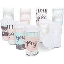 Customized coffee cups are perfect for brand exposure or a special touch for an event. 48 Pack Yay Decorative Insulated Disposable Coffee Cups With Lids 16oz Paper Hot Cup To Go For Birthday Party Event Decorations Target