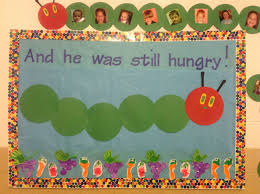 Bulletin Board Ideas The Very Hungry Caterpillar Strawberries Are Handprints Carr Caterpillar Bulletin Board Hungry Caterpillar Kindergarten Bulletin Boards