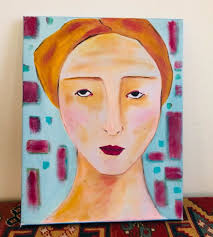 Sonja Brannon 04 RENEE French Woman Original Acrylic Painting Canvas  Portrait