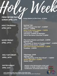 Although a holiday of high religious significance in the christian faith, many traditions associated with easter date. Holy Week Schedule St Agatha St James Parish