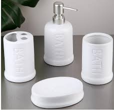 4 Parca Beyaz Renk Seramik Banyo Seti Pinkev
