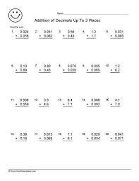 adding decimals worksheets