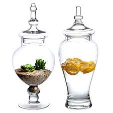 Glass apothecary jars are a marvelous way to add panache as a decorative element to your home. Mygift Set Of 2 Decorative Clear Glass Apothecary Jars Wedding Centerpieces Candy Storage Canister Walmart Canada