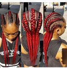 Red Braided Hairstyle Natural Hair Styles Hair Styles Feed In Braids Hairstyles
