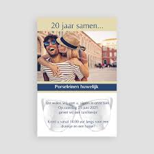 Bruiloft Uitnodigingen Verjaardag 20 Jaar Getrouwd Porselein Eerste Proefdruk Gratis Zokaartjes