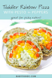 Pesto Rainbow Pizza For Toddler Kids Recipe Baby Food Recipes Picky Eater Recipes Rainbow Pizza