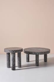 Clio Terrazzo Coffee Table Coffee Table Travertine Coffee Table Three Legged Table