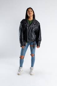 Vintage Oversized Biker Jacket Black Leather Motorcycle Etsy Womens Leather Biker Jacket Black Leather Motorcycle Jacket Black Leather Biker Jacket