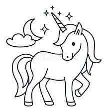 Contoh gambar sketsa mewarnai lol kataucap. Simple Cute Magic Unicorn Line Cartoon Illustration Isola Stock Vector Illustration Of Lovely Baby 108722192