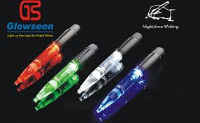 Amazon Com Pen Light Glowseen Led Pen With Light Light Up Penlight For Night Writing One Set Extra Batteries And Ink Cartridges Included 2 Pack Blue Office Products