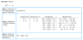 factoring trinomials where a 1 using trial error