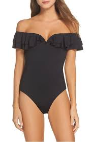 Becca Off The Shoulder Ruffle One Piece Swimsuit Nordstrom Beach Outfit Women One Piece Swimsuits