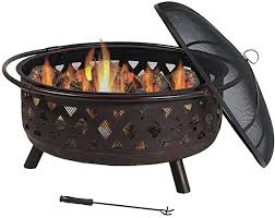 The fireplace fashion cover will isolate your home from the inside of your fireplace and and chimney and the outside air temperature difference, hot or cold. Sunnydaze Crossweave Outdoor Fire Pit Bronze And Round Cover Fireplace Poker 36 Inch Large Bonfire Wood Burning Patio Backyard Firepit For Outside With Spark Screen Fire Pits Outdoor Fireplaces Patio