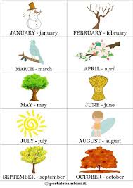 Questa non fa esplicito riferimento a febbraio, ma la frase di 28 ce n'è uno si riferisce chiaramente al secondo mese dell'anno il calendario di romolo contava quindi solo 304 giorni, divisi in 10 mesi da 30 e 31 giorni ciascuno. I Mesi Dell Anno In Inglese Con Filastrocca E Flashcard Portalebambini It