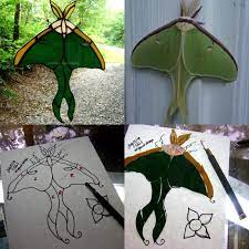 Luna Moth Stained Glass Ooak Art Glass Moth Window Hanging Etsy Luna Moth Luna Moth Symbolism Moth Symbolism