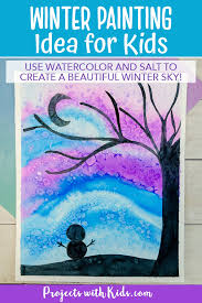 Because this lesson is so simple and inexpensive (and the results are so incredible!), it's a great activity for large groups such as birthday parties, art classes, scouts, and more! Watercolor Winter Silhouette Art Project For Kids To Make Projects With Kids