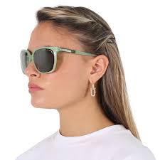 Porsche Design Light Olive/Silver Mirror Square Ladies Sunglasses P8589 C 60