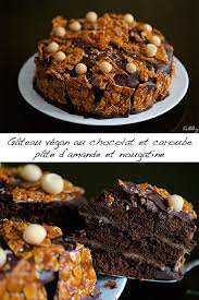 Gateau Vegan Au Chocolat Et Caroube Pate D Amande Et Nougatine Gateaux Vegan Gateau Au Chocolat Vegetalien Nougatine
