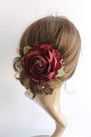 Wine Hair Flower Clip Burgundy Rose Wedding Hair Piece Wine Red Silk Rose Hair Clip Marsala Rose Pin Brooch Bridesmaids Hair Accessories Rose Hair Rose Hair Clip Floral Hair